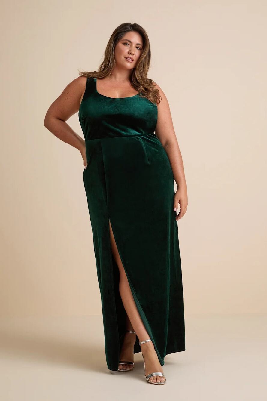 NWT Lulus NWT Elegant Sweetie Emerald Green Velvet Square Neck Maxi Dress Sz XXL